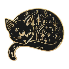 MariaKing Fekete macskás kitűző, gömbölyödött kitűző