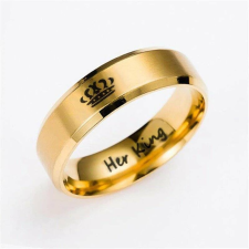 MariaKing HER KING nemesacél arany színű gyűrű, 10 gyűrű