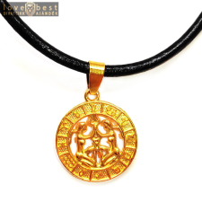 MariaKing Ikrek-Horoszkóp arany színű medál műbőr lánccal nyaklánc