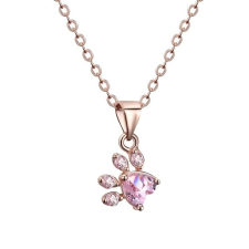 MariaKing JOYME rose gold nyaklánc tappancs formájú pink kristály dísszel, 44 cm nyaklánc