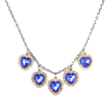 MariaKing Látványos Kék kristály szív nyaklánc, ezüst színű nyaklánc