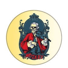 MariaKing Mozart skull – Acél kitűző – tűvel vagy mágnessel kitűző
