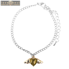 MariaKing Pezsgőszínű kristály szív angyalszárnyas ezüst színű karkötő karkötő