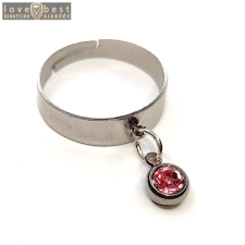 MariaKing Pink kristály charmos állítható méretű gyűrű, ezüst színű, választható szélességben gyűrű
