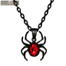 MariaKing Piros kristályos fekete pókos medál lánccal nyaklánc
