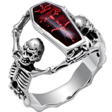 MariaKing Punk rock koporsót tartó csontvázas férfi gyűrű, 10 gyűrű