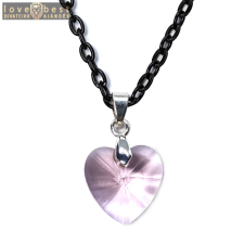 MariaKing Rózsaszín kristály szív medál fekete lánccal nyaklánc
