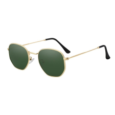 MariaKing Ultrakönnyű fémkeretes polarizált uniszex napszemüveg, arany-zöld napszemüveg