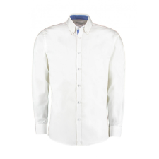 marka-logok-kicsi/kustom-kit.jpg Férfi hosszú ujjú Ing Kustom Kit Tailored Fit Premium Contrast Oxford Shirt L, Fehér/Középkék férfi ing