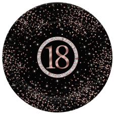 MÁRKÁK-Születésnap Happy Birthday 18 Rose Gold papírtányér 8 db-os 18 cm party kellék