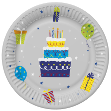MÁRKÁK-Születésnap Happy Birthday Gifts and Garlands papírtányér 8 db-os 18 cm party kellék