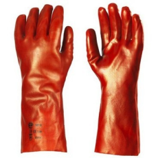  MÁRTOTT PVC KESZTYŰ, PIROS, 36CM HOSSZÚ (10)