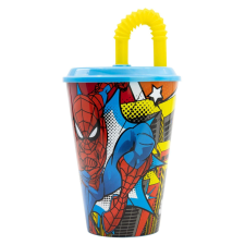 Marvel Pókember Szívószálas pohár, műanyag 430 ml BPA Mentes itatópohár