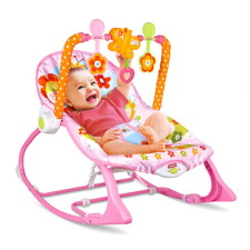 Masen Toys Virágos zenélő és rezgő pihenőszék - rózsaszín pihenőszék, bébifotel