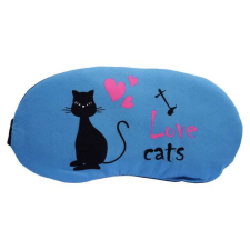 Maszk alváshoz vagy utazáshoz, kivehető géllel, Pufo Cat lover, 20 cm, kék gyógyászati segédeszköz