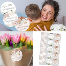  Matrica - Anyák napi kerek matrica Keresztanyu - pasztell 15db/lap matrica