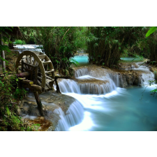  Matrica tapéta Cascada55 Vízesés malommal a folyón, 250 x 150 cm tapéta, díszléc és más dekoráció