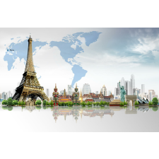  Matrica tapéta Monuments - Eiffel-torony, 300 x 200 cm tapéta, díszléc és más dekoráció