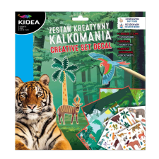 Matricás képalkotó szett, 3 háttérlap + 4 ív matrica, állatos, Kidea matrica