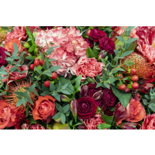  Matricás tapéta Flowers156 Piros virágkompozíció, 250 x 150 cm tapéta, díszléc és más dekoráció