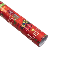  Matt papír ajándékcsomagoláshoz, piros dekoráció Merry Christmas üzenettel, 200x70 cm mintás csomagolópapír