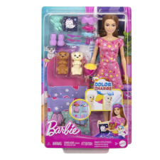 Mattel Barbie baba Barbie családi parti szett 2 kiskutyával színváltó baba