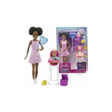 Mattel Barbie bébiszitter játékszett - pink ruhában, színes bőrű baba(FHY97) (FHY97-GRP41) baba