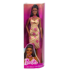 Mattel Barbie: Fashionista stílusos baba kockás, virágos mintás ruhácskában - Mattel baba