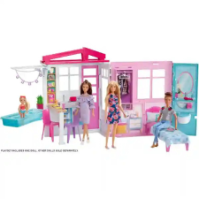 Mattel Barbie összecsukható, berendezett babaház babával barbie baba