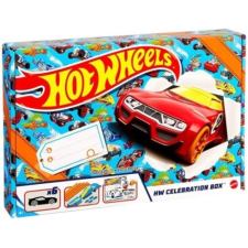 Mattel Hot Wheels: Celebration Box meglepetés szett 6db kisautóval autópálya és játékautó