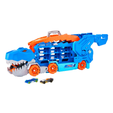 Mattel Hot Wheels City: Átalakítható Ultimate Autószállító T-Rex játékszett - Kék autópálya és játékautó