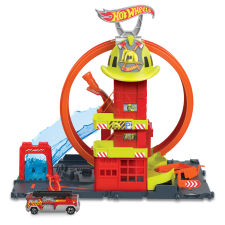 Mattel Hot Wheels City - Super Loop Fire Station (HKX41) autópálya és játékautó