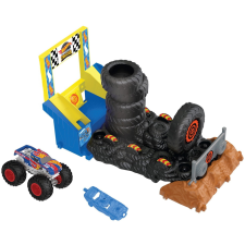 Mattel Hot Wheels Monster Trucks Race Ace"s Tire Smash Race Autópálya autópálya és játékautó