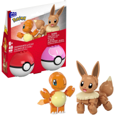 Mattel JCR81 MEGA Pokémon Pokélabda - Glumanda és Evoli 40 darabos Építőjáték (JCR81) készségfejlesztő