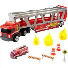 Mattel Matchbox tűzoltó szállító kamion tűzoltóautóval autópálya és játékautó
