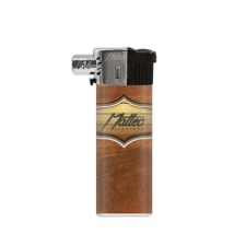 Matteo újratölthető pipa öngyújtó oldalsó lánggal - Barna fa mintás öngyújtó