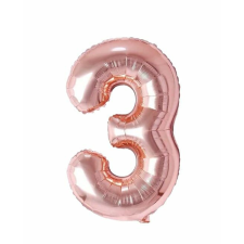 Maxee születésnapi léggömb, 3-as szám, rózsaszín, 40 cm party kellék