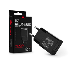 Maxlife Maxlife USB hálózati töltő adapter - Maxlife MXTC-01 USB Wall Charger - 5V/1A - fekete mobiltelefon, tablet alkatrész