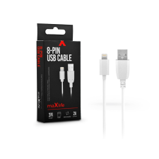 Maxlife Maxlife USB - Lightning adat- és töltőkábel 3 m-es vezetékkel - Maxlife 8-PIN USB Cable - 5V/2A - fehér mobiltelefon, tablet alkatrész