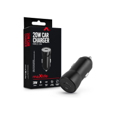 Maxlife szivargyújtós töltő adapter Type-C bemenettel - 20W - Maxlife MXCC-04   PD3.0 + QC3.0 Car Charger - fekete (TF-0165) - Autós Töltők mobiltelefon kellék