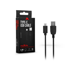 Maxlife USB-A - USB-C töltőkábel 0,2m fekete (TF-0066) kábel és adapter