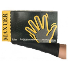 Maxter MAXTER Nitril fekete púdermentes 5,5gr vizsgálókesztyű (100db/doboz, VASTAG kivitel!) (fekete, M -100 db) (MX73997)