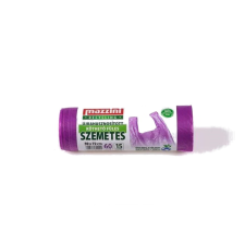 Mazzini Újrahasznosított Köthető füles szemeteszsák 60 l (15 db / tekercs) - Lila (104037) tisztító- és takarítószer, higiénia
