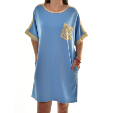 MB Collection női ruha/overál - Laza, bő fazonú, oldalt zsebes, elején felvarrt csipke dísz zsebbel puha kényelmes anyagból M25-1-20250403-4/T081