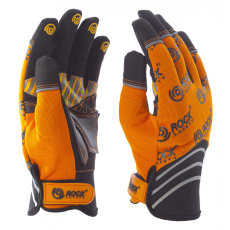  Mechanikai kesztyű, sárga-fekete tenyérfolttal, narancssárga kézháttal (MKN1)