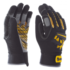  Mechanikai kesztyű, sárga, tenyérfolttal, beütődés elleni védelemmel (MKS1)