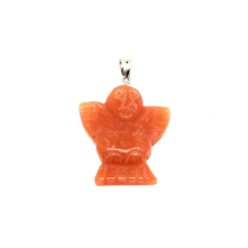 Medál bagoly aventurin barack 3x3cm medál