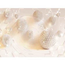  Média Absztrakt gömb mintás tapéta, krémszín, 220 x 135 cm tapéta, díszléc és más dekoráció