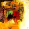  MÉDIA Absztrakt modern festmény vászonkép, 90 x 90 cm