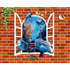  MÉDIA Fotótapéta, Óceán ablakkal motívum, 270 x 200 cm tapéta, díszléc és más dekoráció